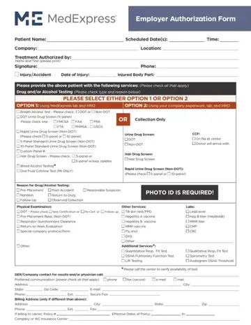 Medexpress Employer Authorization Form Preview