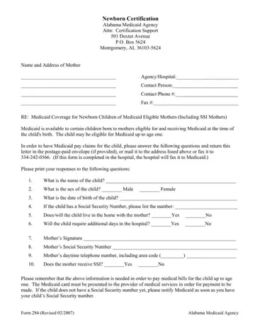 Medicaid Form 284 Preview
