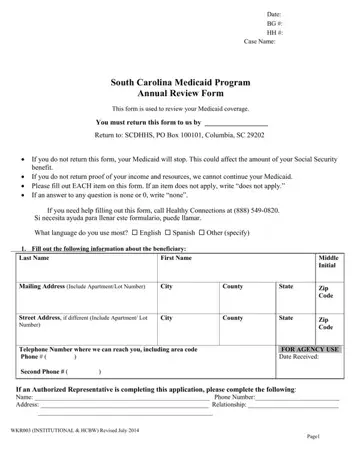 Medicaid Form Sc Preview