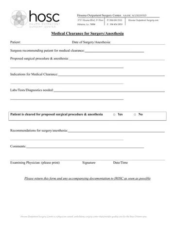 Medical Clearance Form Preview