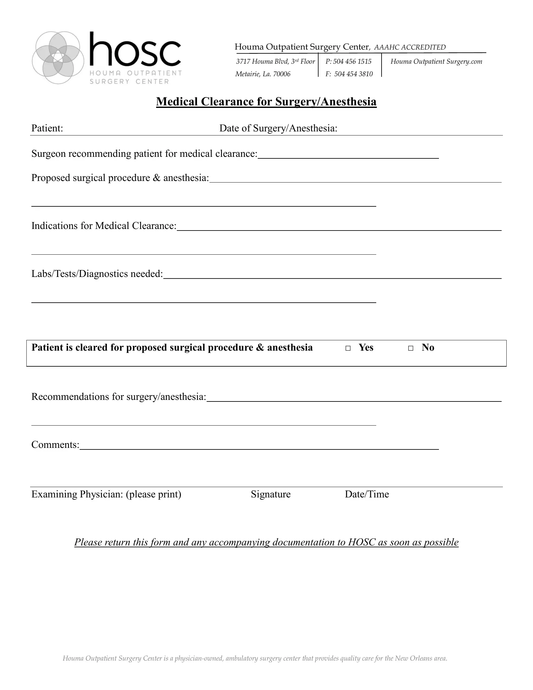 Medical Clearance Form Fill Out Printable PDF Forms Online
