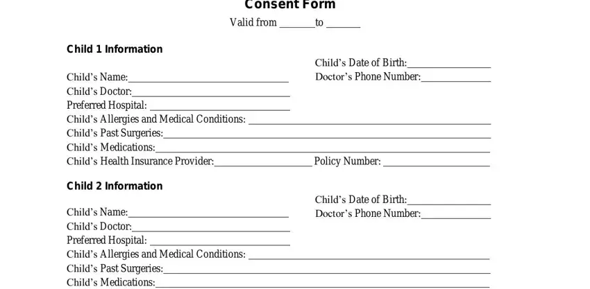  medical consent letter for babysitter blanks to fill in
