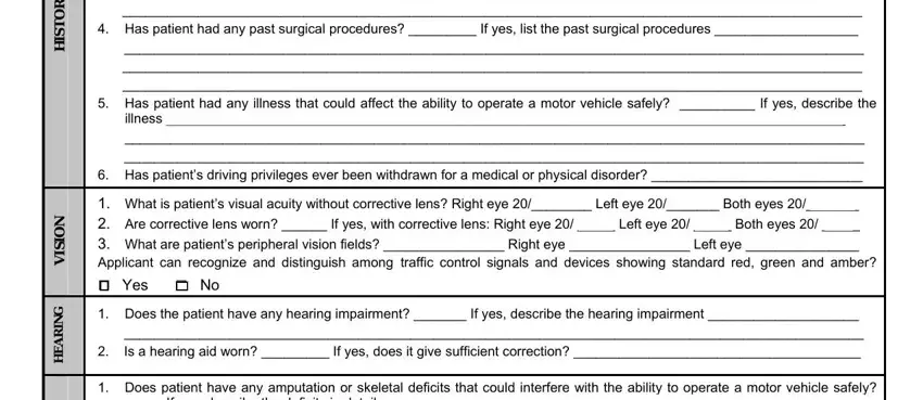 Completing dmv medical review form step 2