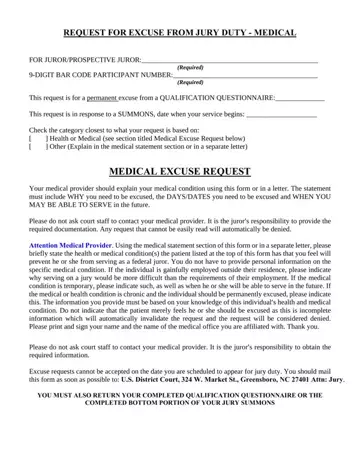 Medical Excuse Form Preview