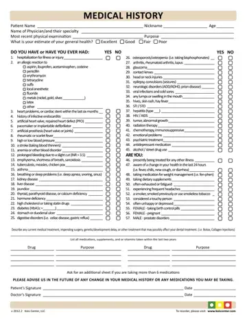 Medical History Form Printable Preview