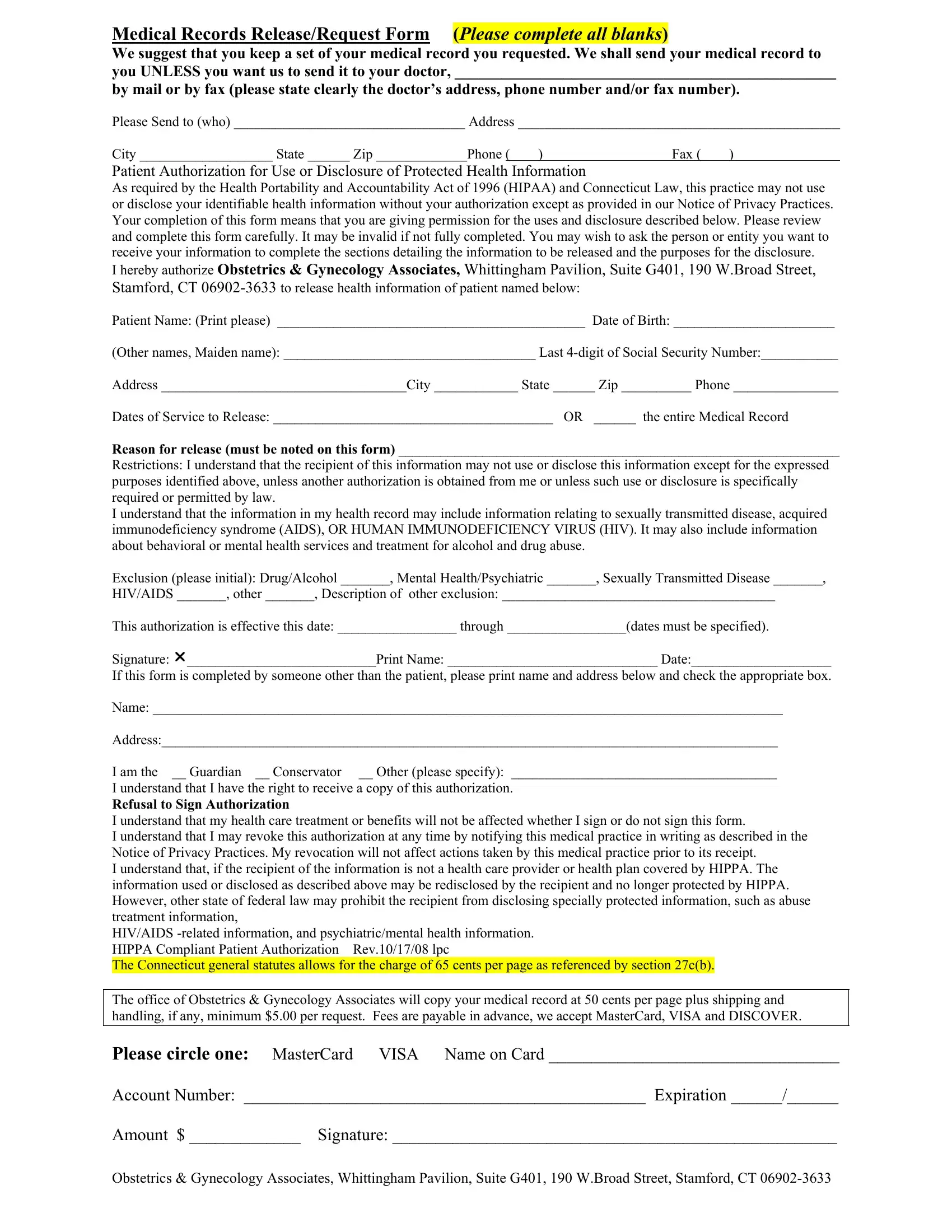 Medical Records Request Form Fill Out Printable PDF Forms Online