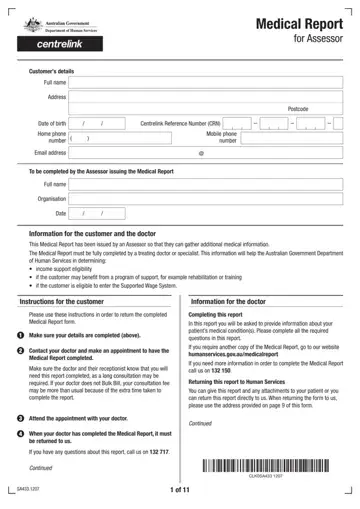 Medical Report For Assessor Form Preview