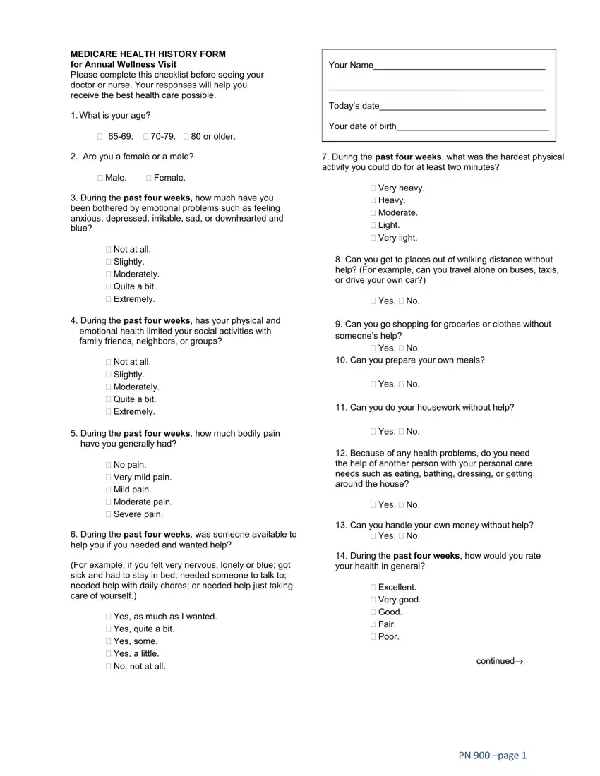 Medicare Annual Wellness Visit PDF Form FormsPal