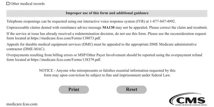 Filling out medicare part b redetermination form 2019 step 4