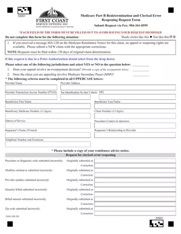 Medicare Part B Redetermination Form Preview