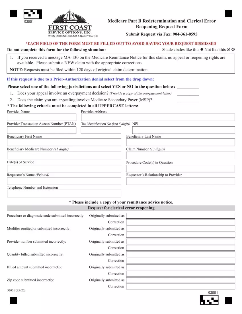 Medicare Part B Redetermination Form first page preview