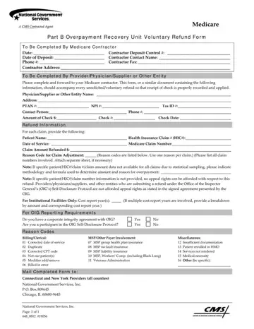Medicare Part B Voluntary Refund Form Preview