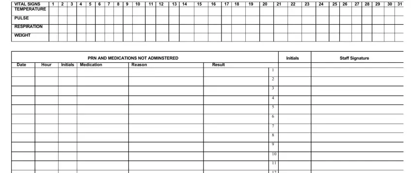 Filling in blank medication administration record stage 3