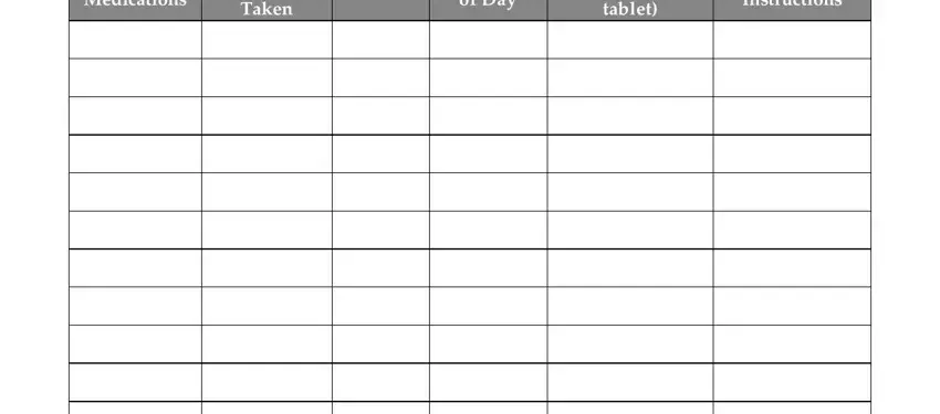 medication list template fields to fill out