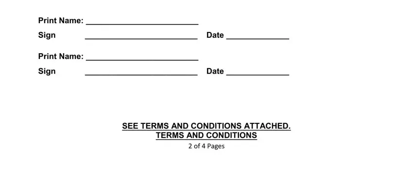 contract templates for meeting room rental Print Name, Sign  Date, Print Name, Sign  Date, and SEE TERMS AND CONDITIONS ATTACHED blanks to complete