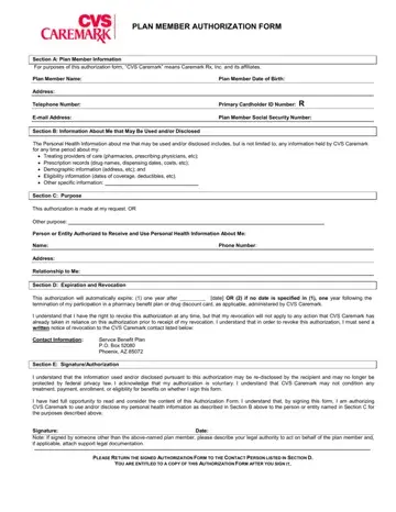 CVS Member Authorization Form Preview
