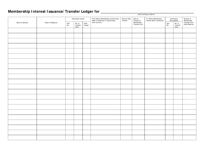 Membership Ledger first page preview