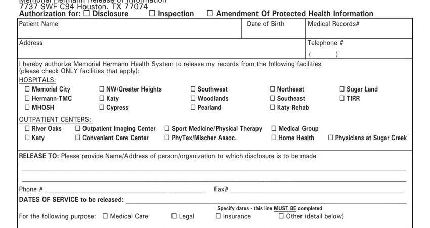 hermann medical release form blanks to consider