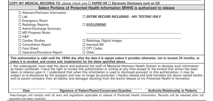 Filling in hermann medical release form stage 2