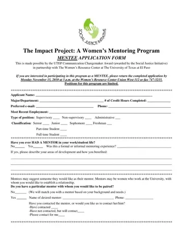Mentee Application Form Preview