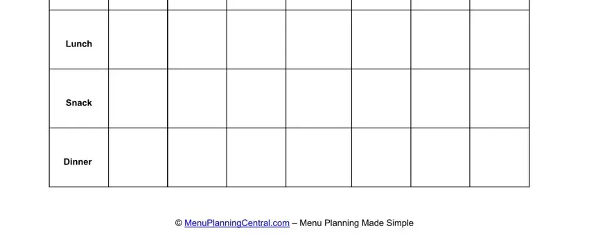 blank menu planner Lunch, Snack, Dinner, and MenuPlanningCentralcom  Menu blanks to fill out