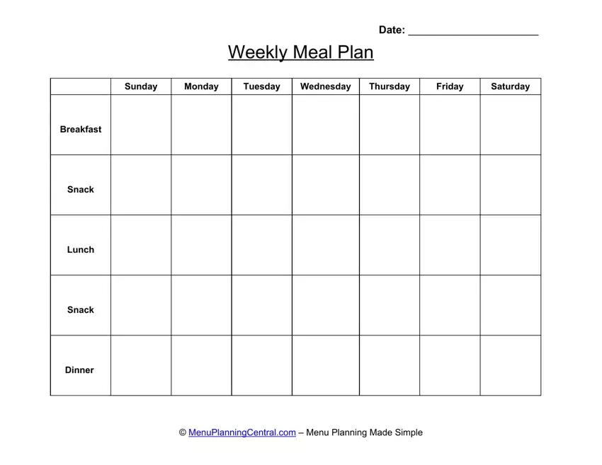 Menu Planner first page preview