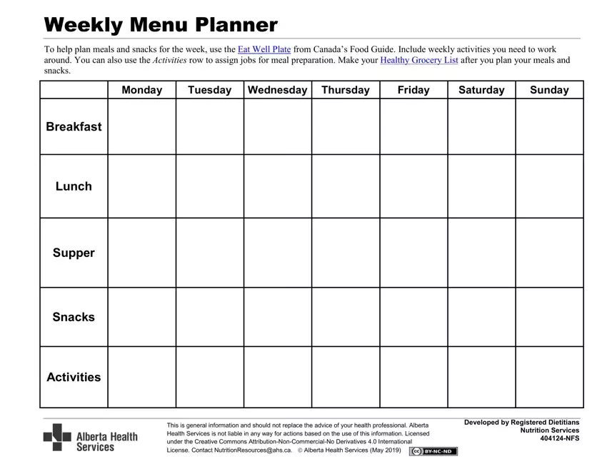 Menu Template Printable first page preview