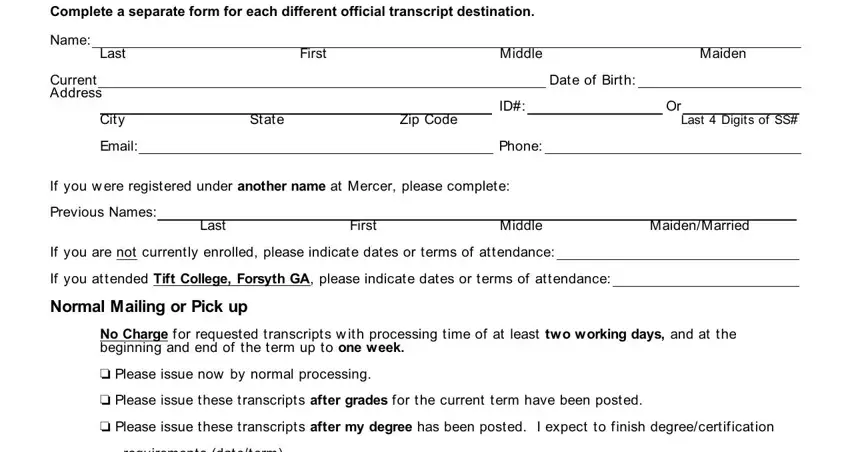 writing mercer university transcript request stage 1