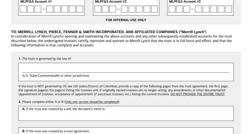 portion of spaces in bank of america certificate of trust