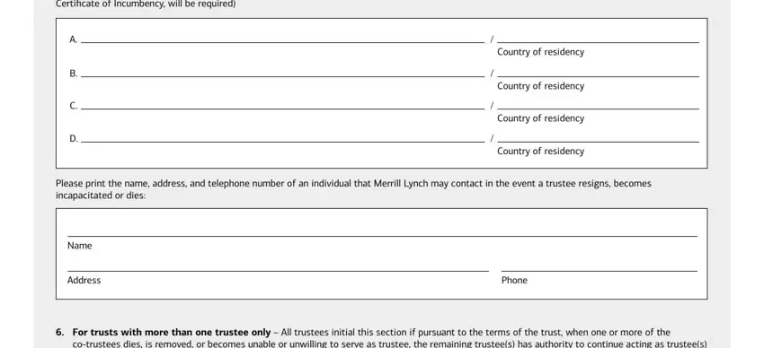 Filling in bank of america certificate of trust part 3