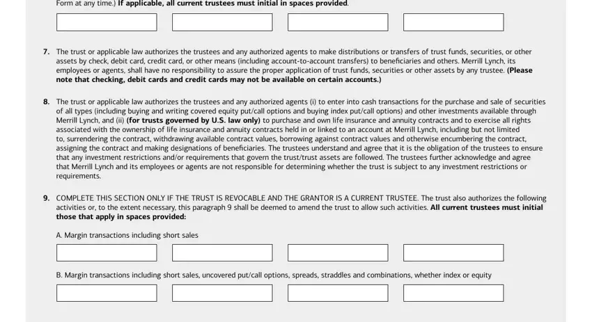 bank of america certificate of trust  fields to insert