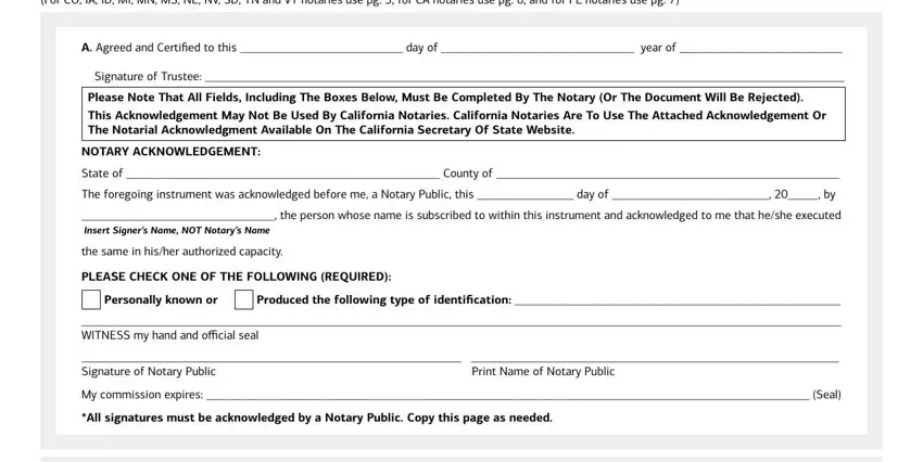 part 5 to entering details in bank of america certificate of trust