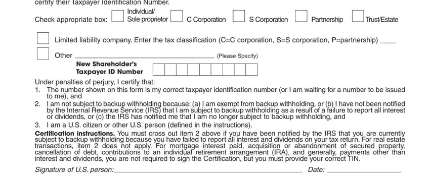 metlife stock transfer form computershare YOUR ACCOUNT MAY BE SUBJECT TO, Check appropriate box, Individual Sole proprietor, C Corporation, S Corporation, Partnership, TrustEstate, Limited liability company Enter, Other, New Shareholders Taxpayer ID Number, Please Specify, Under penalties of perjury I, to me and I am not subject to, Certification instructions You, and Signature of US person blanks to insert