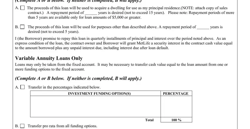 part 2 to entering details in metlife annuity loan forms