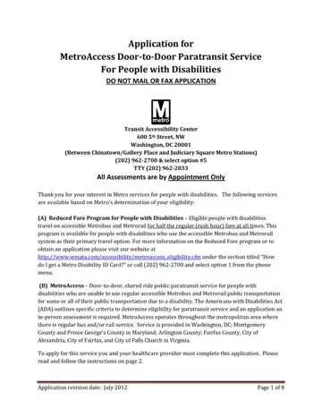 Metro Access Applicaiton Form Preview