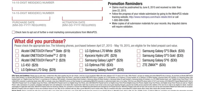 Completing metropcs rebate center phone number step 2