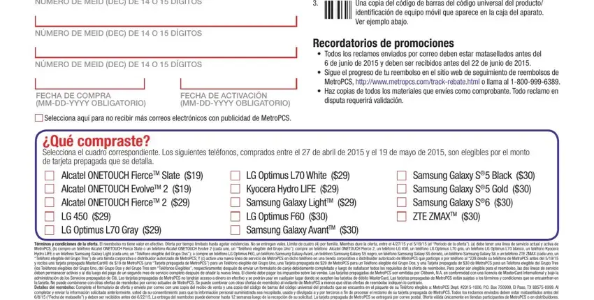 Entering details in metropcs rebate center phone number stage 4