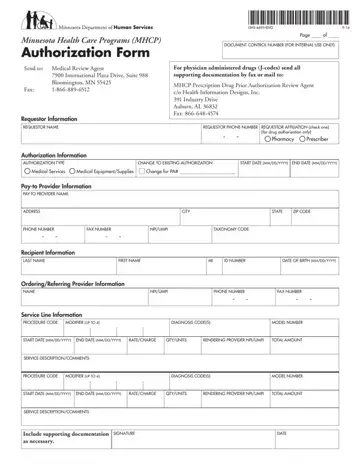Mhcp Authorization Form Preview