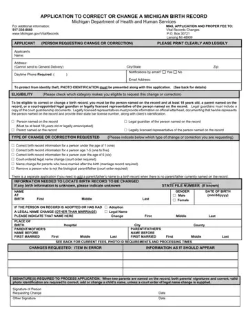 Michigan Application Birth Form Preview