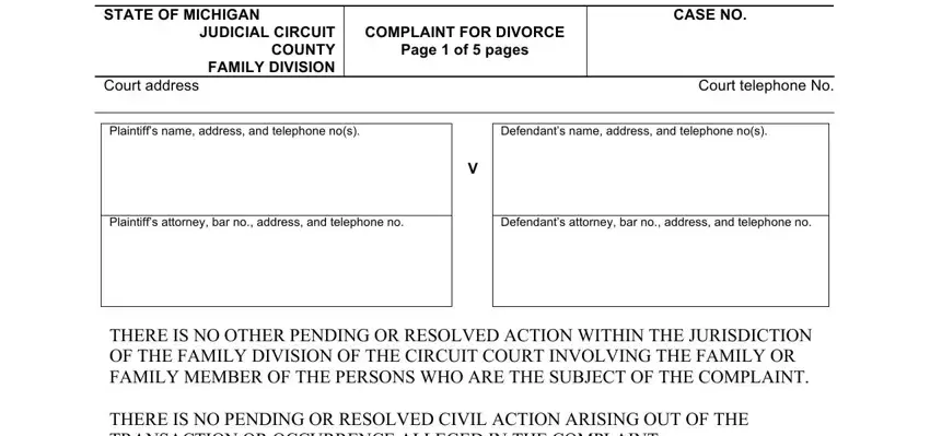 portion of gaps in divorce papers