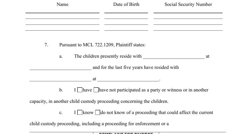 Entering details in divorce papers step 4