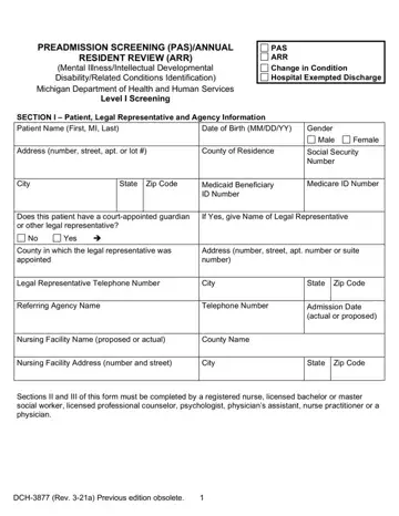Michigan Dch 3877 Form Preview
