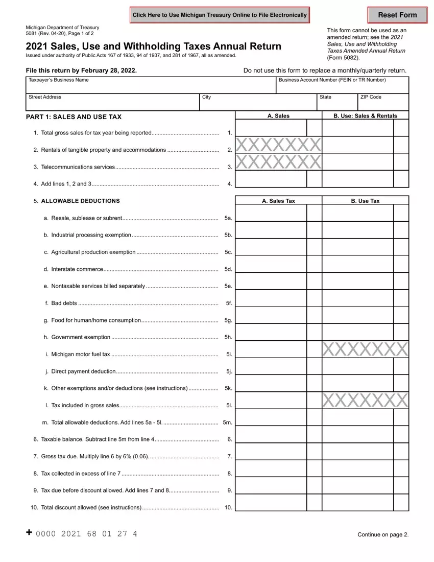 Michigan Form 165 first page preview