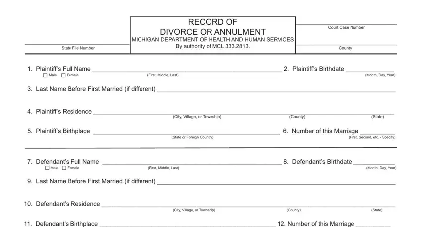 record of divorce michigan fields to complete