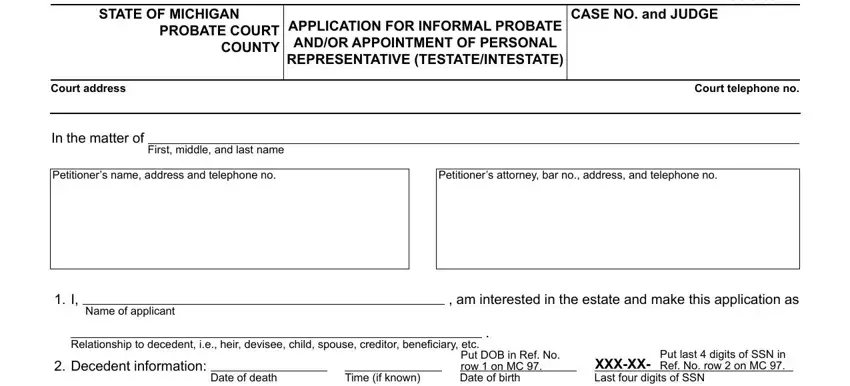 application spaces to fill out