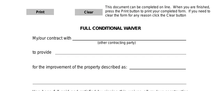 filling out full conditional waiver in michigan step 1