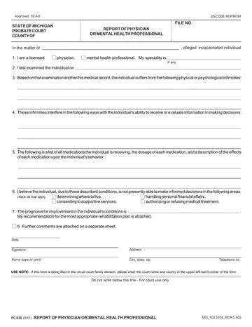 Michigan Pc 630 Form Preview