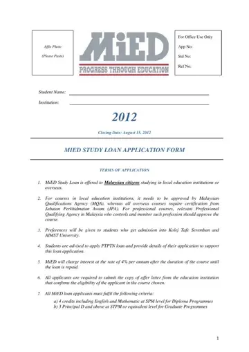 Mied Loan Application Form Preview