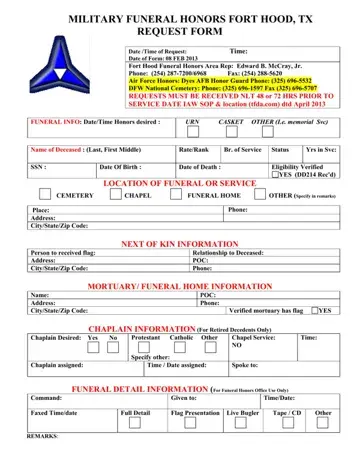 Military Funeral Form Preview
