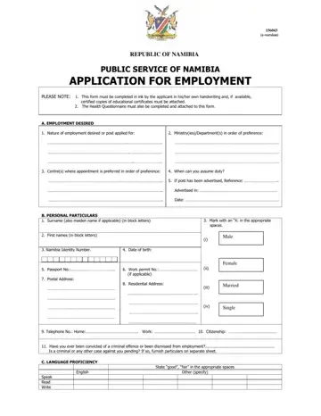 Ministry Of Health Namibia Application Forms Form Preview